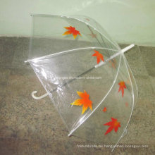 Gedruckte Maple Leaf Transparent Poe Stoff Regenschirm (YSPOE0002)